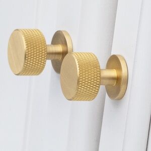 Brass Knurled Cabinet Knobs, Modern Brass Pull, Cabinet Handles Set of 2